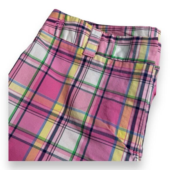 Vintage Lilly Pulitzer Main Line Fit Cropped Capri Pants Size 4 Pink Plaid - Picture 6 of 12